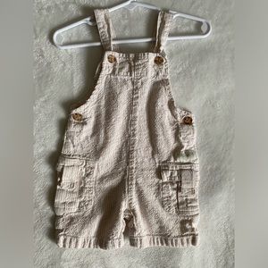 Tahar brand overall shorts. Ivory with stripes. Worn once. SZ 12M